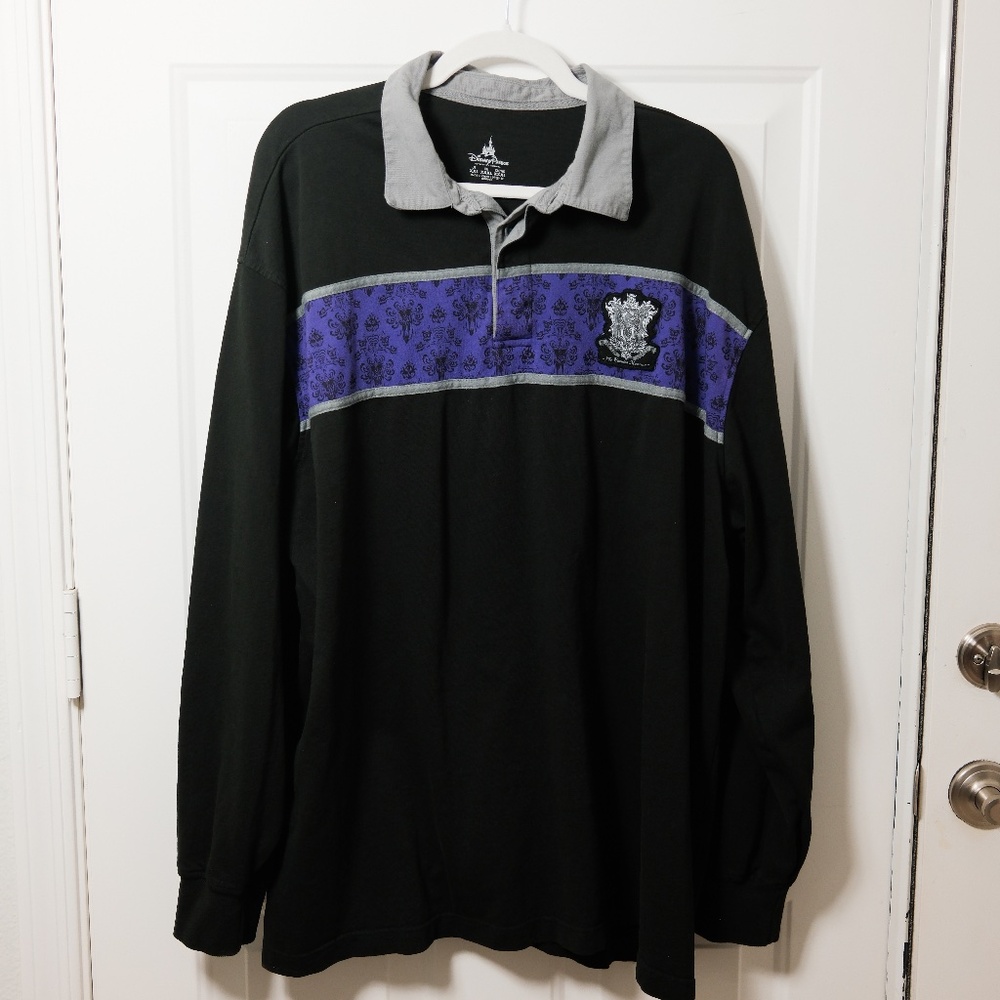 Disney Parks Henley Shirt. “The Haunted Mansion” sz XXL Black Purple Gray